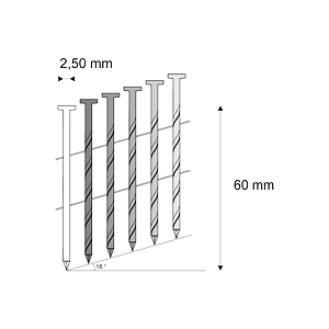 Hřebíky FAC kroucené svitek, drát 16° 2,50 x 60 mm - 9.000 ks