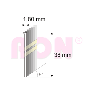 Truhlářské Brady šikmé 34° Narex 15G-DA/38 - 1,80 x 38 mm - 4 000 ks