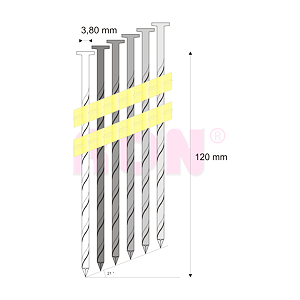 Hřebíky RB kroucené pásek, plast 21° 3,80 x 120 mm - 2 400 ks