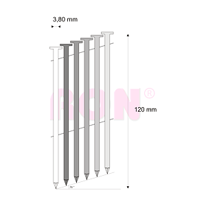 Hřebíky FAC hladké svitek, drát 16° 3,80 x 120 mm - 1 500 ks