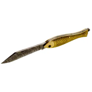 Kapesní zavírací nůž RYBIČKA - zlatá investiční, damašek 130-DI-1 (750/1000)