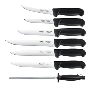 AKČNÍ SET ŘEZNÍK VELKÝ - 6 řeznických nožů s ocílkou