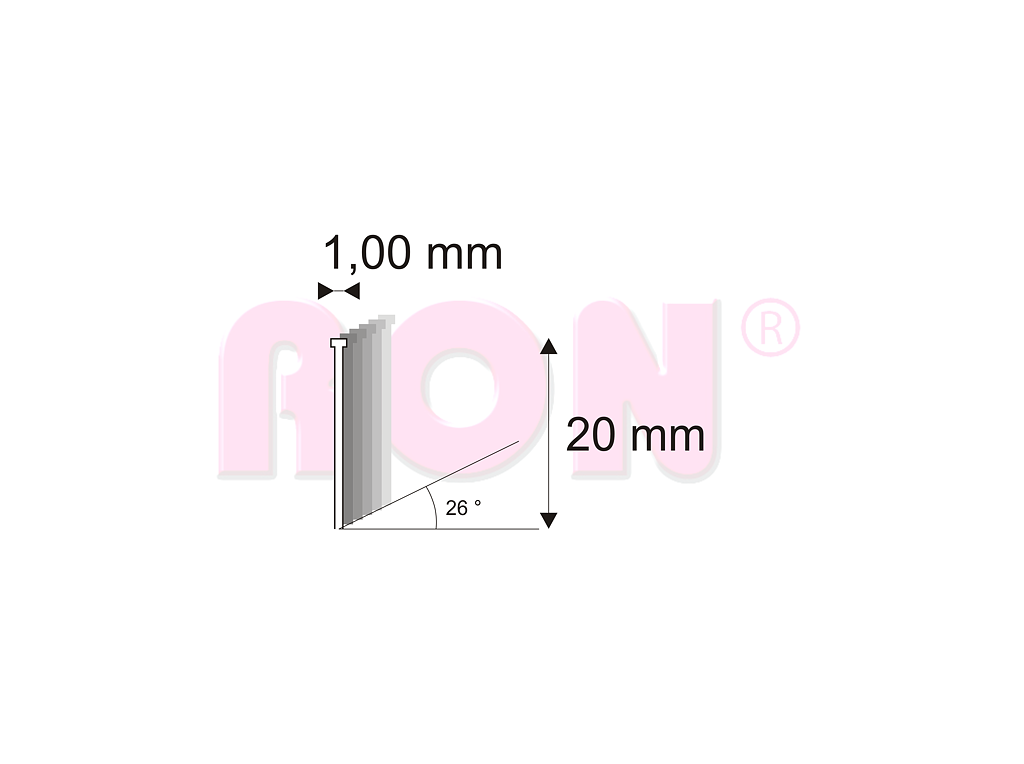 Truhlářské Brady šikmé 26° Narex 500/20 - 1 x 20 mm - 5 000 ks