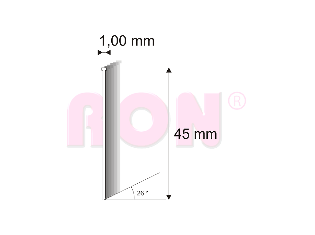 Truhlářské Brady šikmé 26° Narex 500/45 - 1 x 45 mm - 5 000 ks