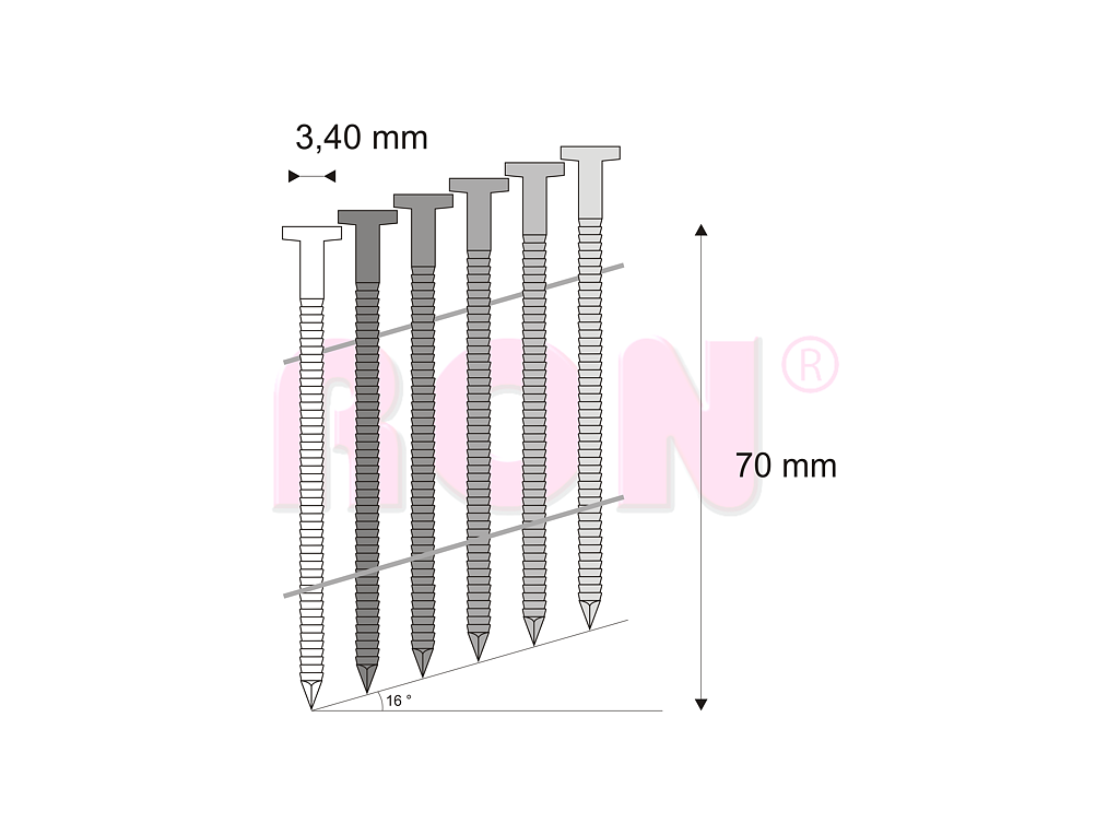 Hřebíky FAC svitek, drát 16° 3,40 x 70 mm - 4 200 ks