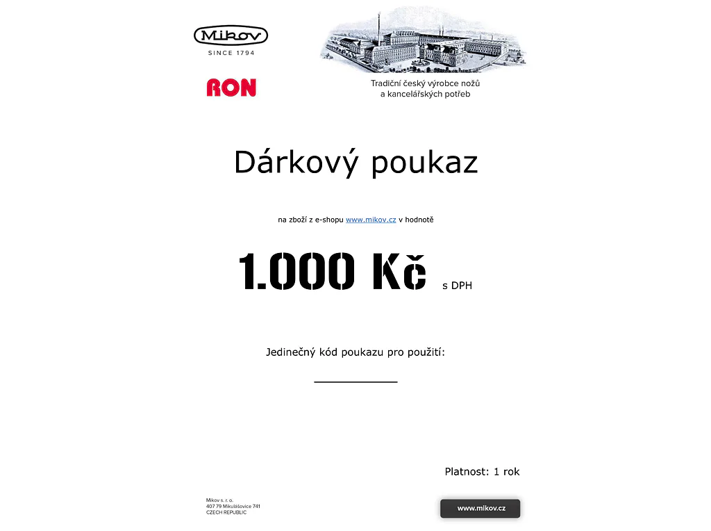 Dárkový poukaz - 1 000 Kč