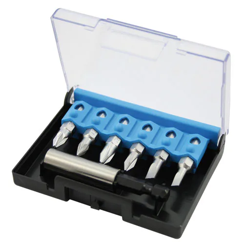 Sada bitů Narex 1/4 s magnetickým držákem v plastové krabičce 7dílná - křížové PH, pozidriv PZ